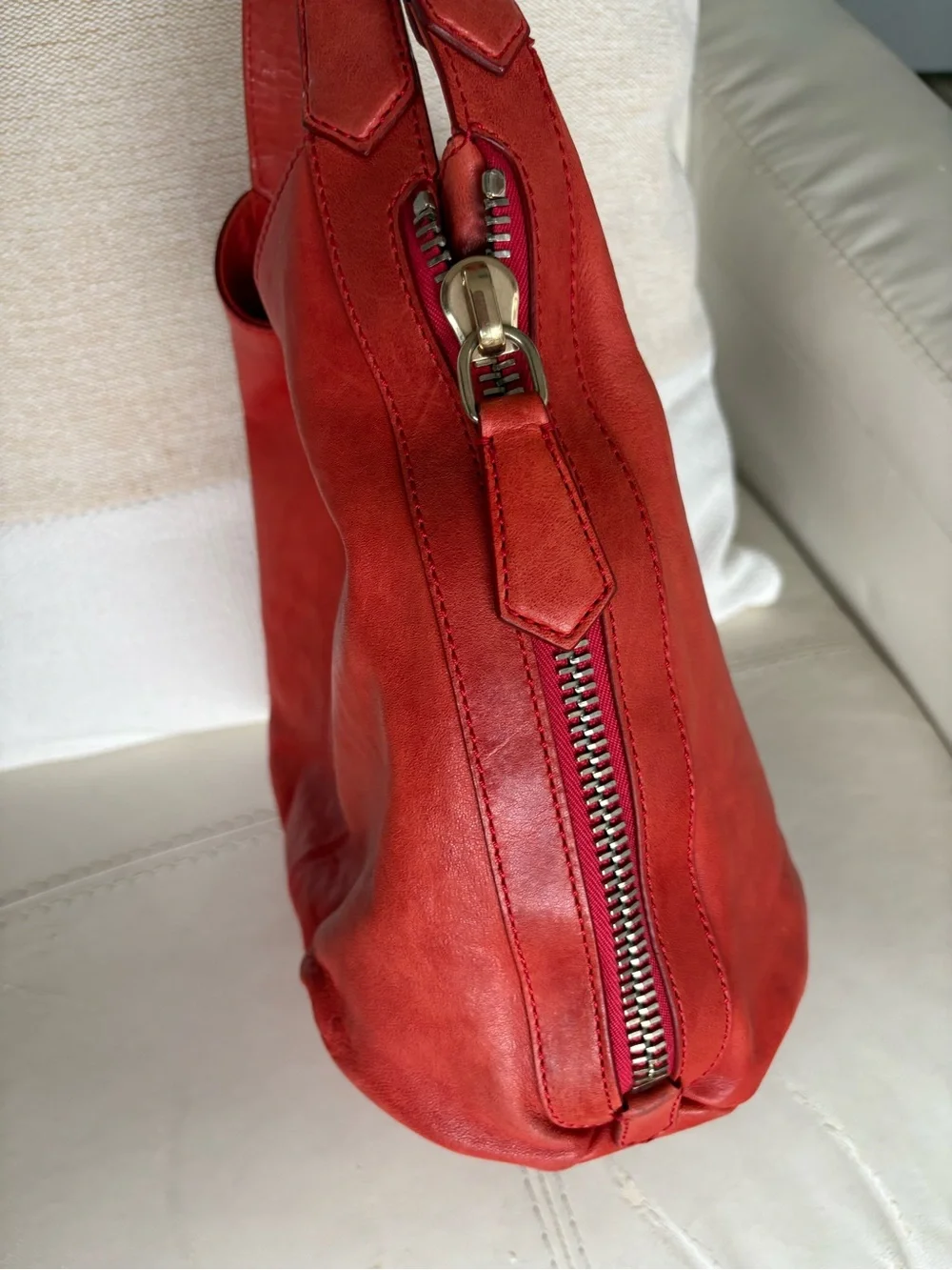 Givenchy Brick Red Leather Hobo Shoulder Bag
